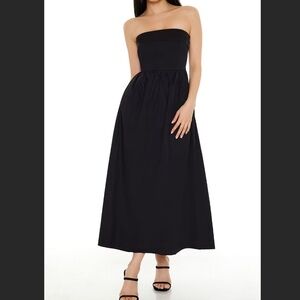 Strapless  Black Maxi A-Line Dress